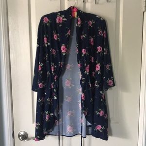 Kiyonna Floral 3/4 Sleeve Cardigan Size 1